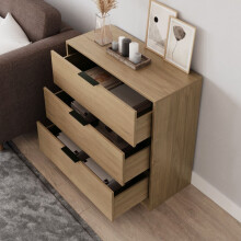 (80cm Oak) 60/80cm Chest of 3 Drawers Compact Storage Bedside Cabinet Furniture