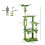 PawHut PawHut 142cm Cat Tree with Scratch Posts Hammock Platforms Toy Balls, Green 2