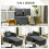 Homcom HOMCOM Folding Sleeper Sofa Bed Chair with Pillows, Pocket, Grey 2
