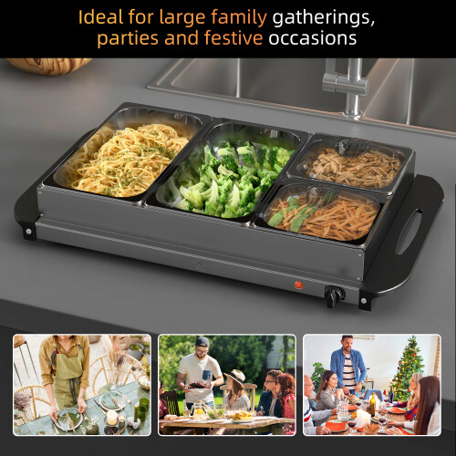 Homcom HOMCOM 4 Tray Electric Food Warmer Buffet Server with Adjustable Temp 300W 2