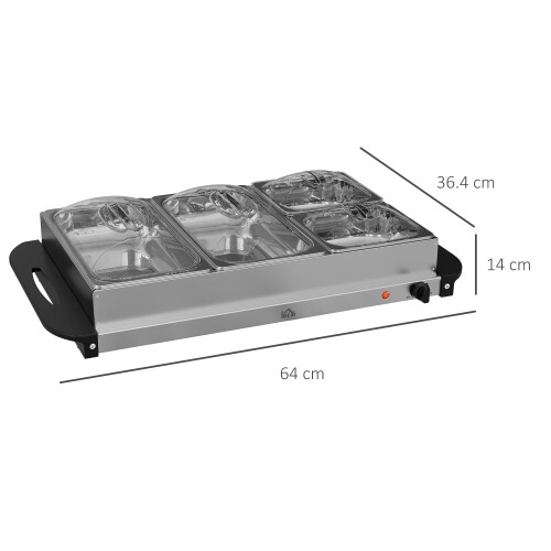 Homcom HOMCOM 4 Tray Electric Food Warmer Buffet Server with Adjustable Temp 300W 1