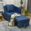 Homcom HOMCOM Folding Sleeper Sofa Bed Chair with Pillows, Pocket, Blue 5