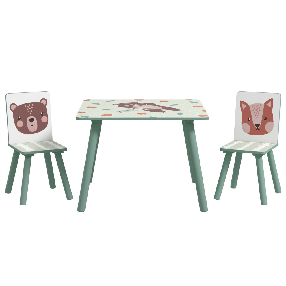 Zonekiz Kids Table And Chairs, Children Desk With 2 Chairs, Green