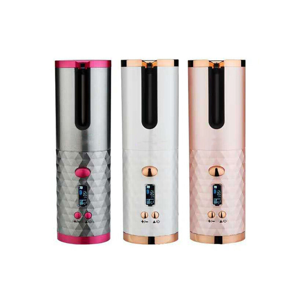(Rose-gold) Electric Auto Rotating Hair Curlers Cordless Automatic Hair Curler | Portable Curling Tongs