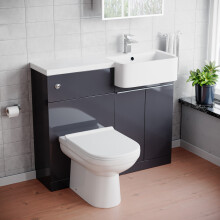 Nes Home 1000mm Dark Grey RH Freestanding Cabinet with Basin, WC Unit & Toilet