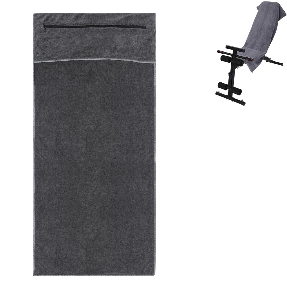 Microfibre Towel with Zip Pocket - Fast Drying Absorbent Gym Towel for Fitness, Sports and Exercise 