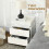 Homcom HOMCOM High Gloss Bedside Table with LED Light and 2 Drawers, White 4