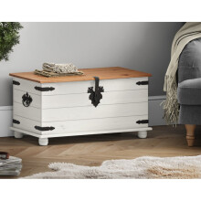 Corona White Wax Blanket Box Ottoman Storage Chest