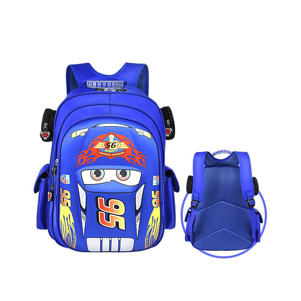 (Blue) Lightning Mcqueen Kids Backpack Student Large Capacity School  Bag