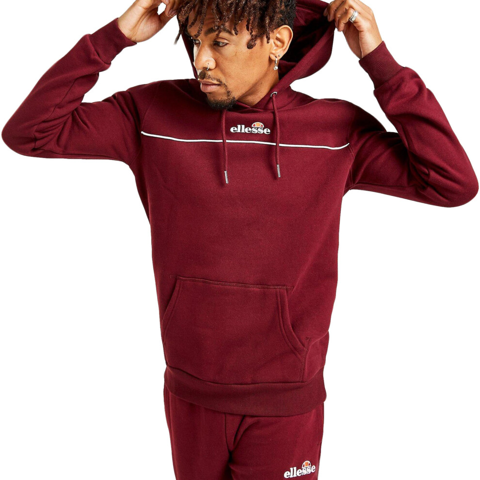 Ellesse (L, Burgundy) Mens Kasper Oh Hooded Pullover Sweatshirt Sweater Jumper Hoody Hoodie Red