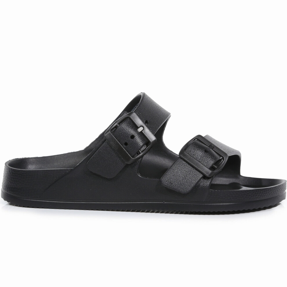 (4 UK, Black) Regatta Womens Brooklyn Double Strapp Summer Flip Flop Slides Slider Sandals