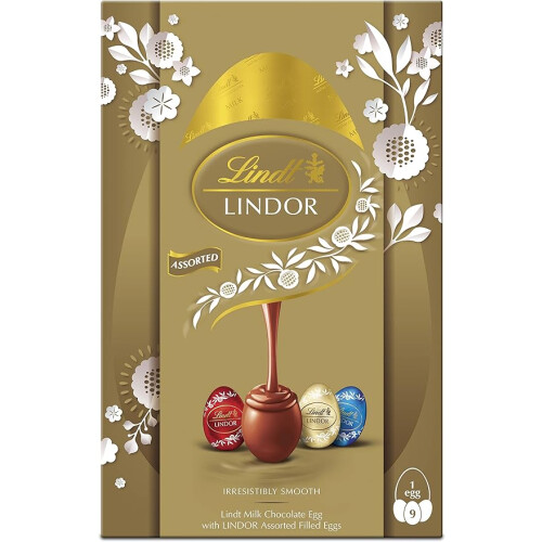 Lindt Lindor Assorted Chocolate Easter Egg Extra Large 322g Contains