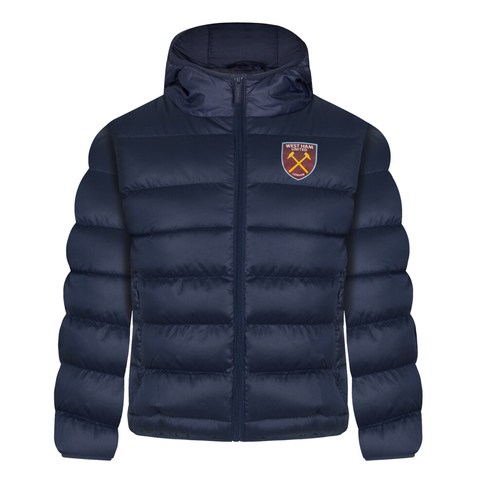 (10-11 Years) West Ham United Boys Jacket Hooded Winter Quilted Kids OFFICIAL Football Gift