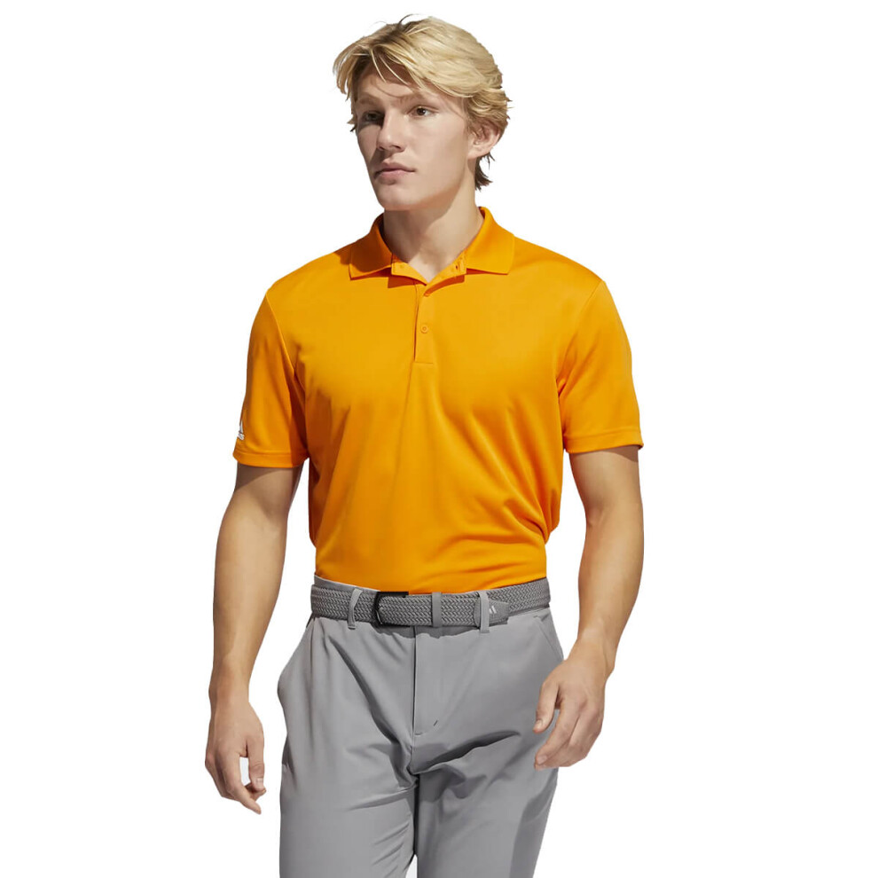 (S, Bright Orange) adidas Golf Mens 2021 Performance Moisture Wicking PRIMEGREEN Polo Shirt