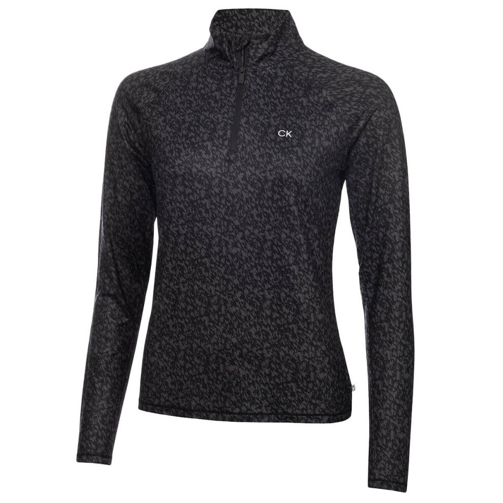 (S, Black/Urban) Calvin Klein Womens 2022 Bolina 1/4 Zip Moisture Wicking Midlayer Sweater