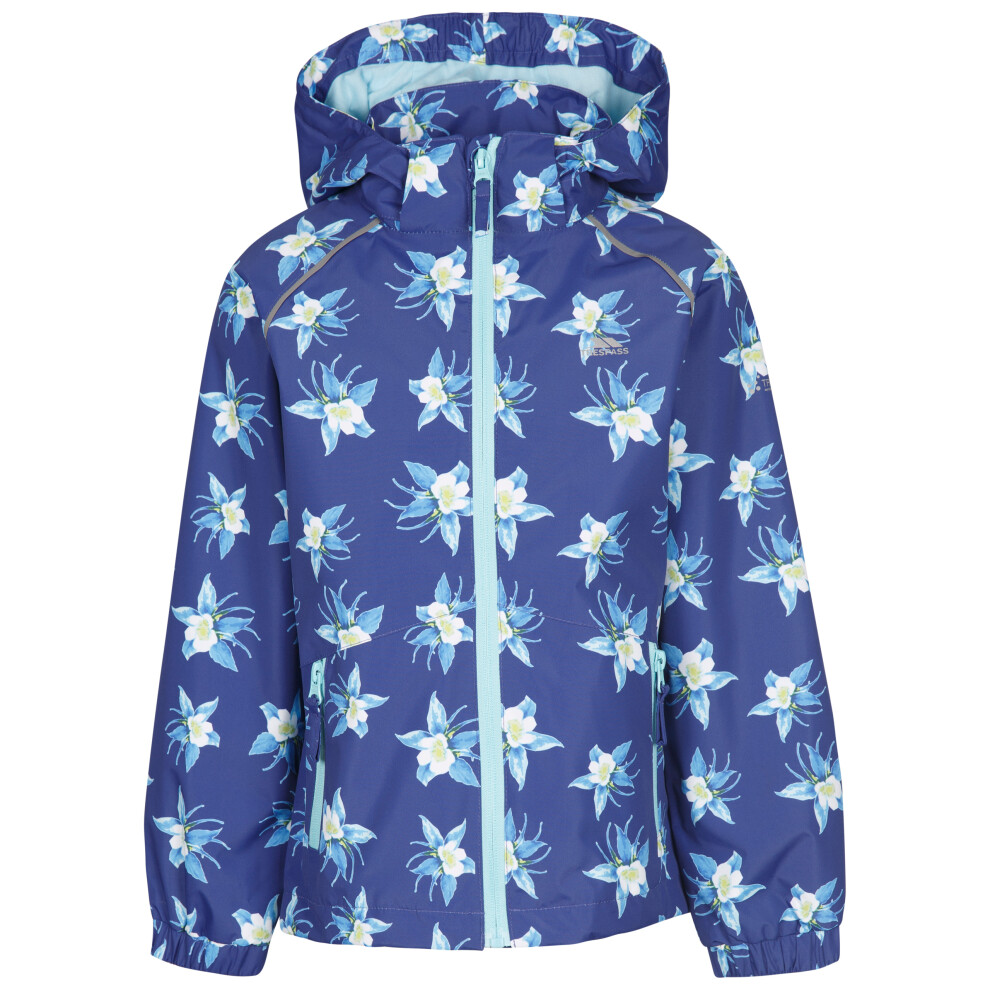 (7-8 Years, Dark Blue Flower) Trespass Girls Waterproof Jacket Hood Joyful