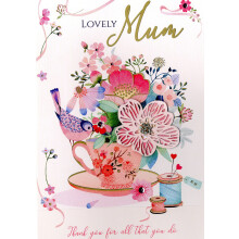 Lovely Mum Thank You Brew-Tiful Blooms! Mother's Day Hand-Finished Greeting Card
