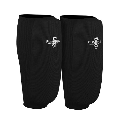 (Medium ) ELASTICATED COTTON SHIN PADS - BLACK 2