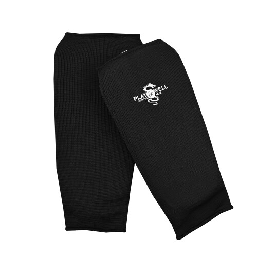 (X-Large) ELASTICATED COTTON SHIN PADS - BLACK