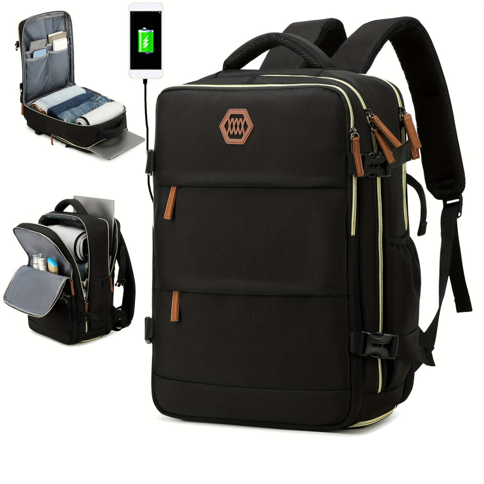 (Black With Coffee) Flight-approved Carry-on Backpack With Shoe Compartment, Waterproof Travel Luggage Daypack, Business Computer Schoolbag