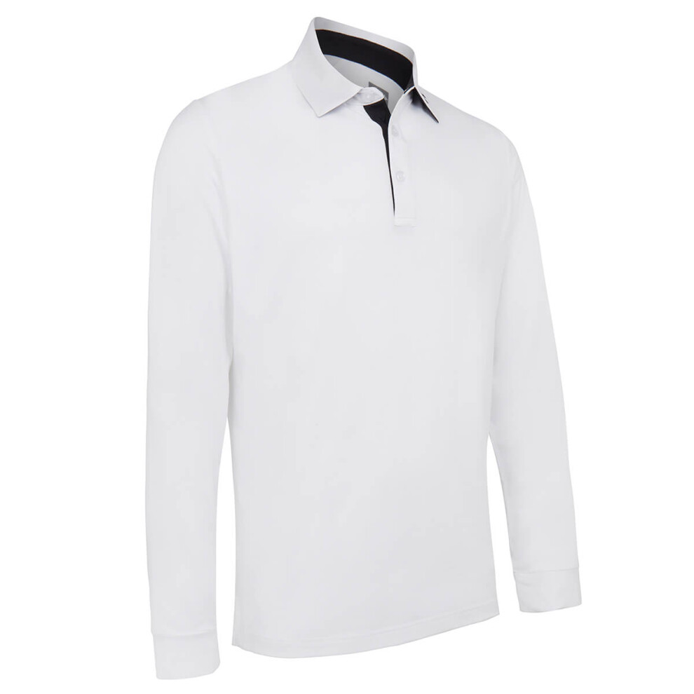 (XL, Bright White) Callaway Golf Mens 2022 Long Sleeve Swingtech Performance Polo Shirt