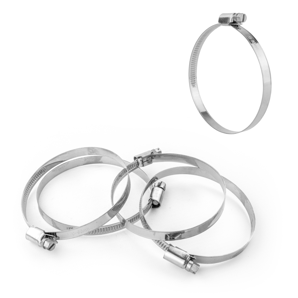 (Pack of 5) KCT 70-90mm Stainless Steel 304 Adjustable Clip Dish Washing Machine Hose Pipe Clamp