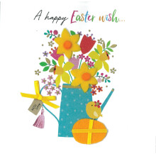 Felt Flowers Easter Wishes Floral Hand-Finished Greeting Card