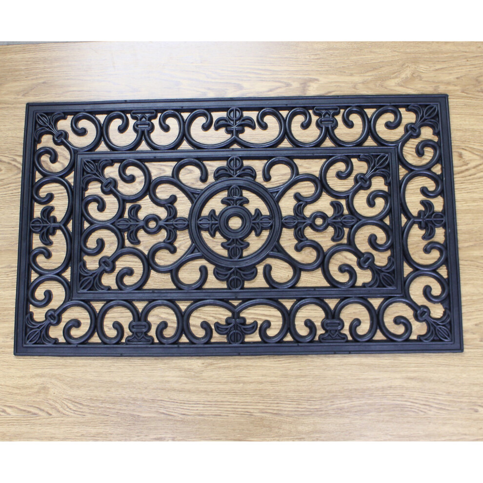 75x45cm Fleur De Lis Design Classic Rubber Door Mat Entrance Rug Dirt Scraper