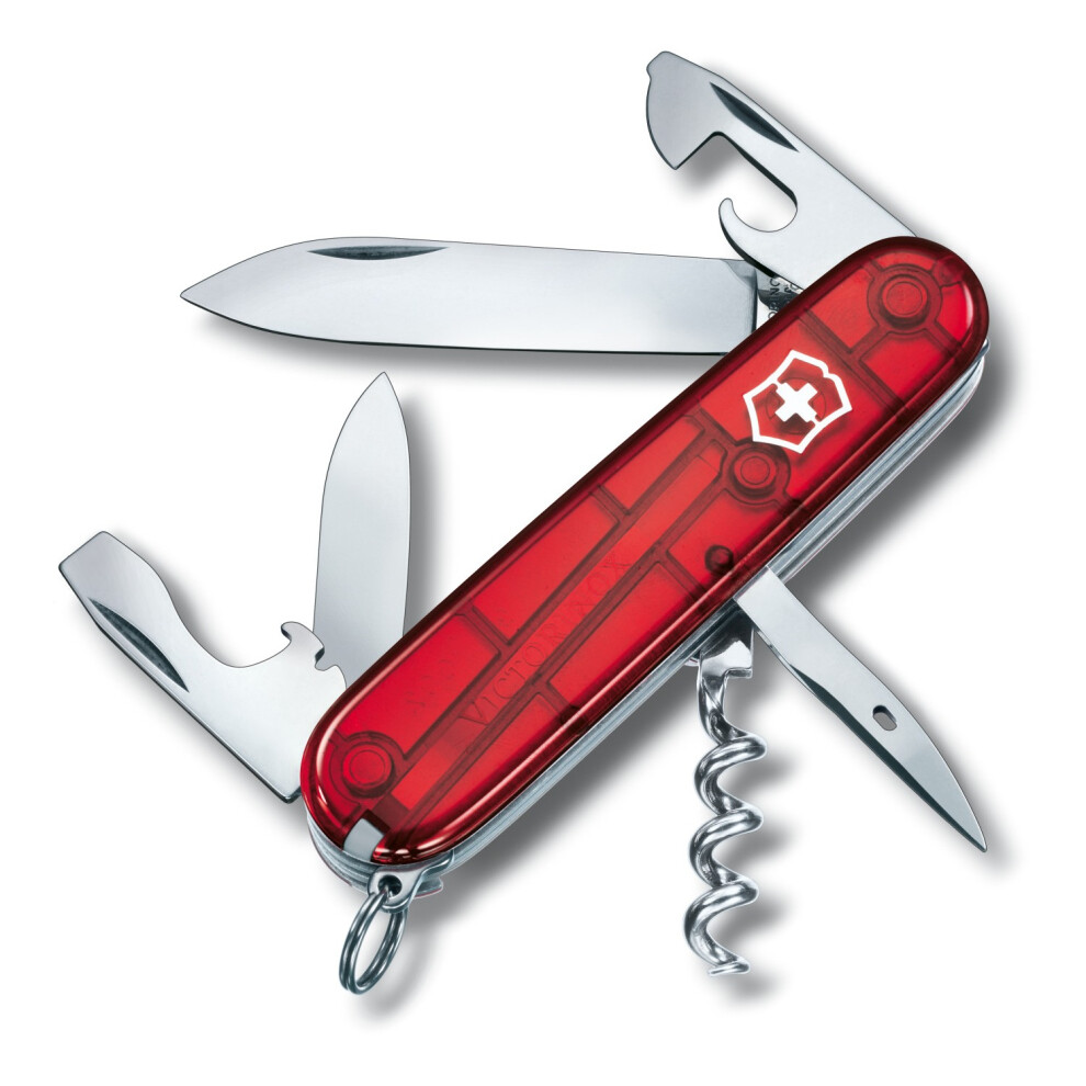 (Jelly Red) Genuine Victorinox Spartan - 12 Feature Swiss Army Knife