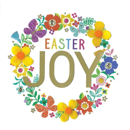Felt Flowers Easter Joy Easter Spring Flowers Hand-Finished Greeting Card