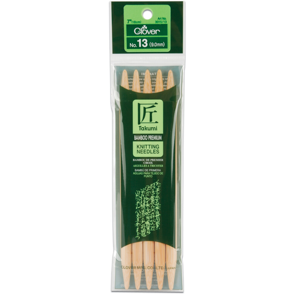 Takumi Bamboo Double Point Knitting Needles 7" 5/Pkg-Size 13/9mm 3015-13