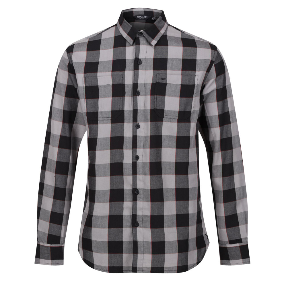 (S, Dark Grey/Black) Regatta Mens Lance Checked Shirt