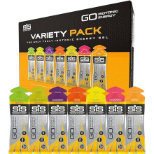 Science In Sport GO Isotonic Energy Gels, Running Gels with 22g Carbohydrates, Low Sugar, Variety Pack of Assorted Flavours, 60ml Per Serving (7 Pack)