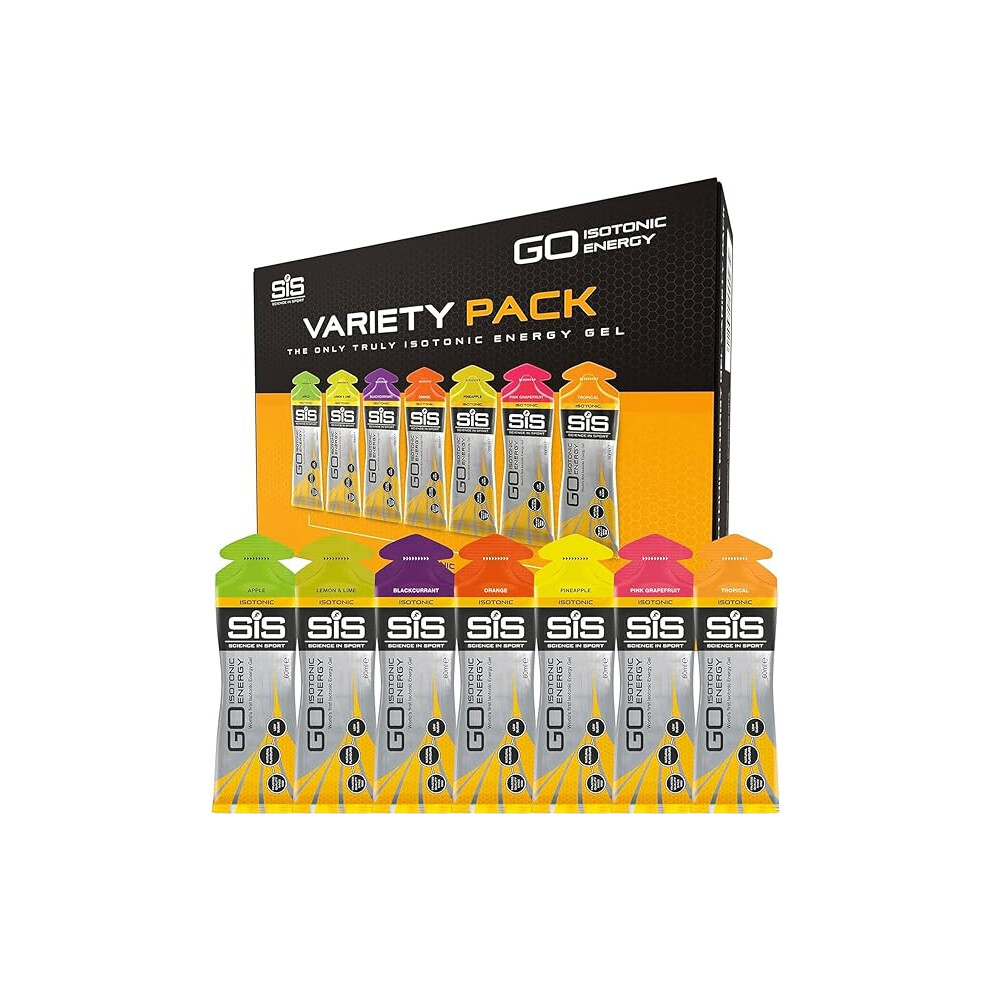 ÂScience In Sport Science In Sport Go Isotonic Energy Gels, Running Gels With 22G Carbohydrates, Low Sugar, Variety Pack Of Assorted Flavours, 60Ml Per Serving (7 Pack)