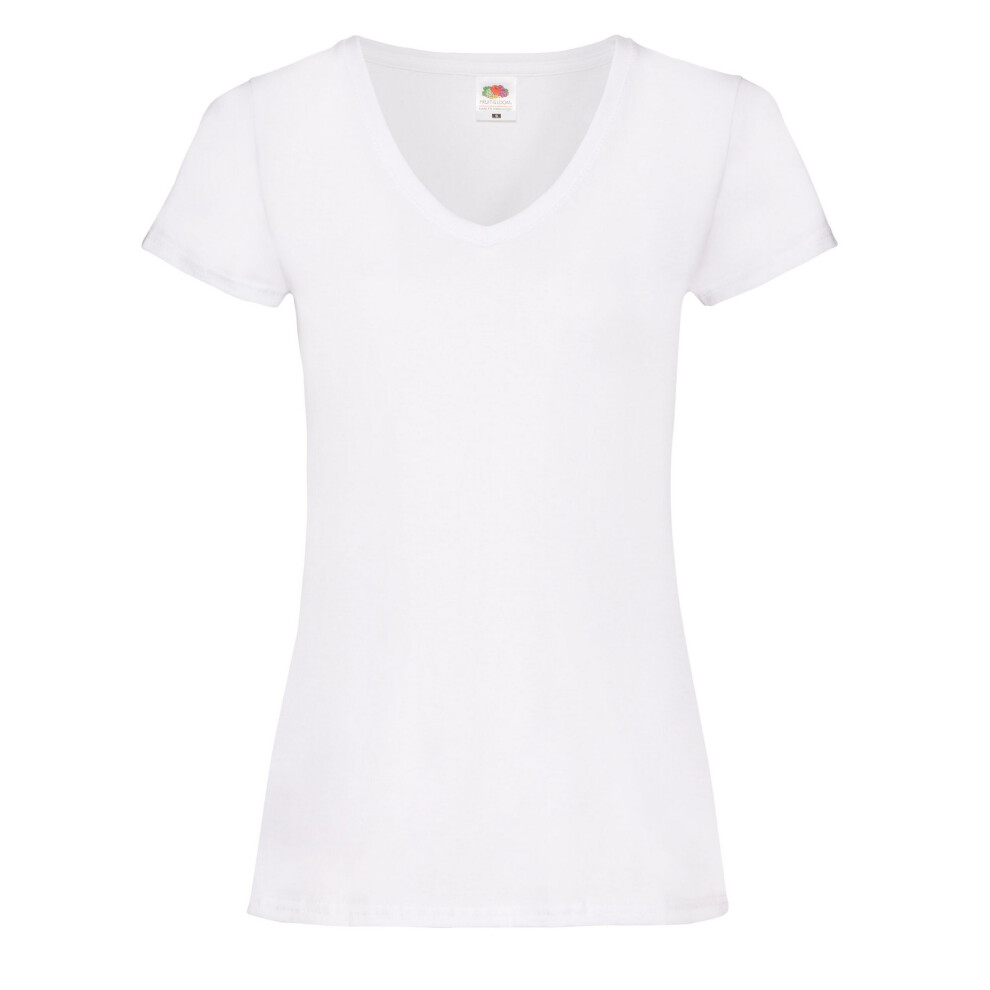 (XL, White) Fruit of the Loom Womens/Ladies V Neck Lady Fit T-Shirt
