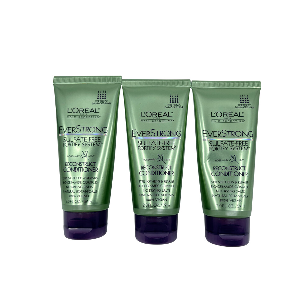 L'Oreal Everstrong Sulfate Free Conditioner Frizzy & Damaged Hair 2 OZ Set of 3