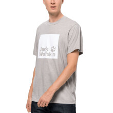 (M, Ash Grey) Jack Wolfskin Mens Ocean Logo Cotton Casual Crew Neck T-Shirt Top Tee