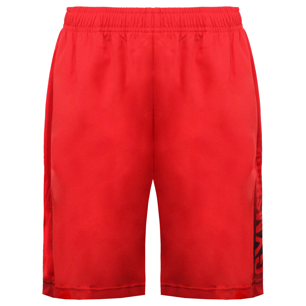 (L, Red) Gymshark Stretch Waist Plain Red Graphic Logo Mens Sports Shorts GMSH4744 SPR (UK )