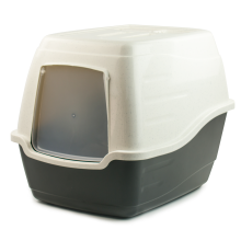 (Black - Litter Box With Scoop) KCT Large Enclosed Hooded Cat Litter Tray/Pet Loo
