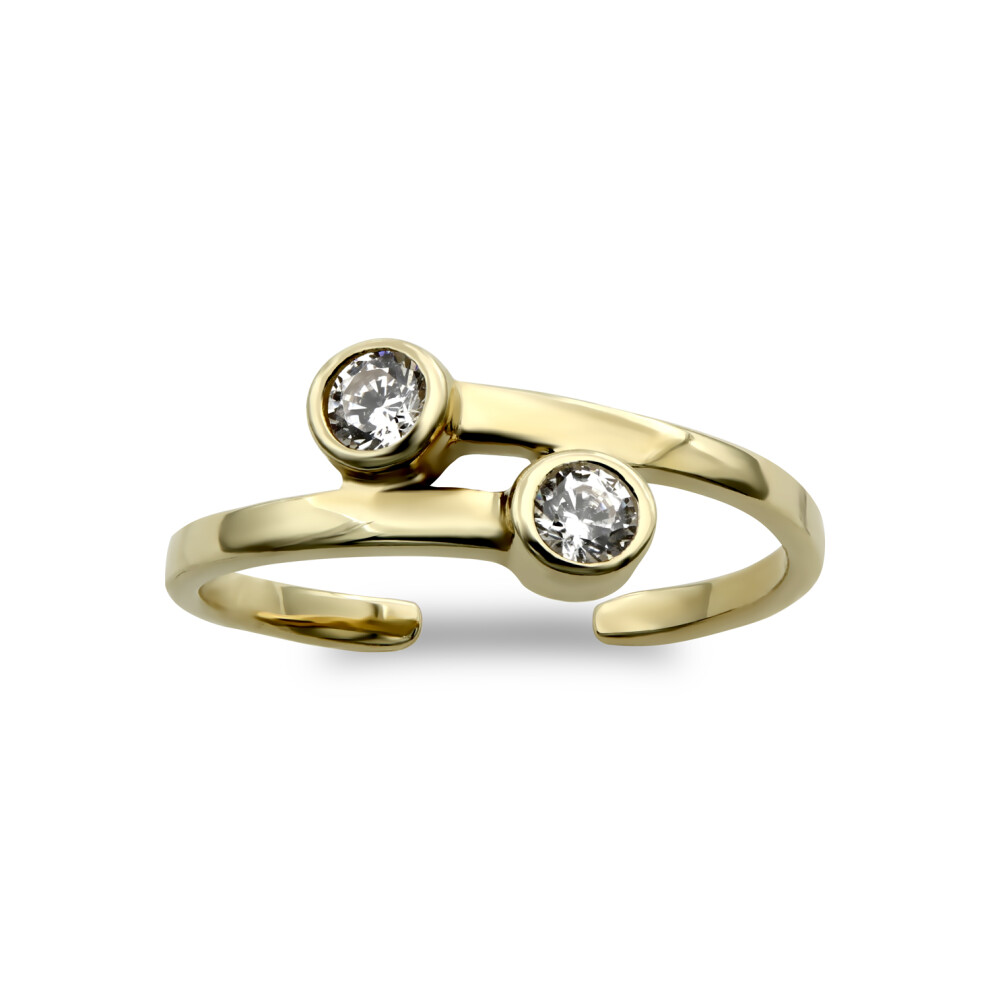 9ct Gold  CZ Cross over Torque Toe Ring - JTR008