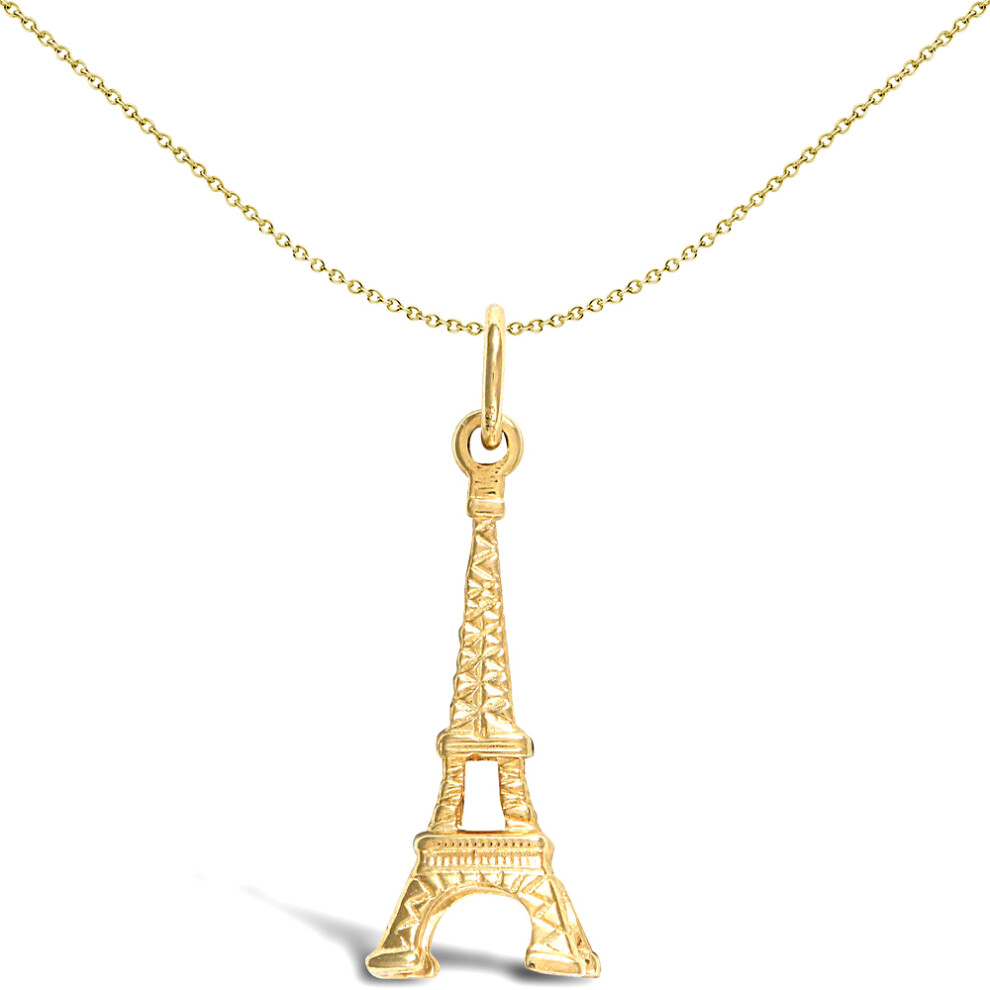 Jewelco London Solid 9ct Yellow Gold Eiffel Tower Charm Pendant - JPD431