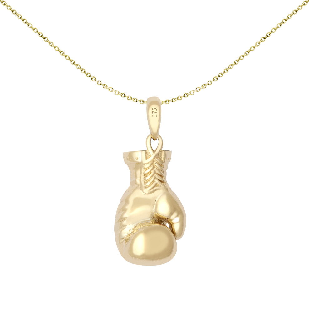 Jewelco London Unisex Solid 9ct Yellow Gold Realistic 3D Single Boxing Glove Novelty Pendant, Small - JPD591