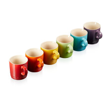 Le Creuset Stoneware Rainbow Coffee Mugs, 350 ml, Cerise, Volcanic, Teal, Ultra Violet, Soleil, Palm, 79114358359030