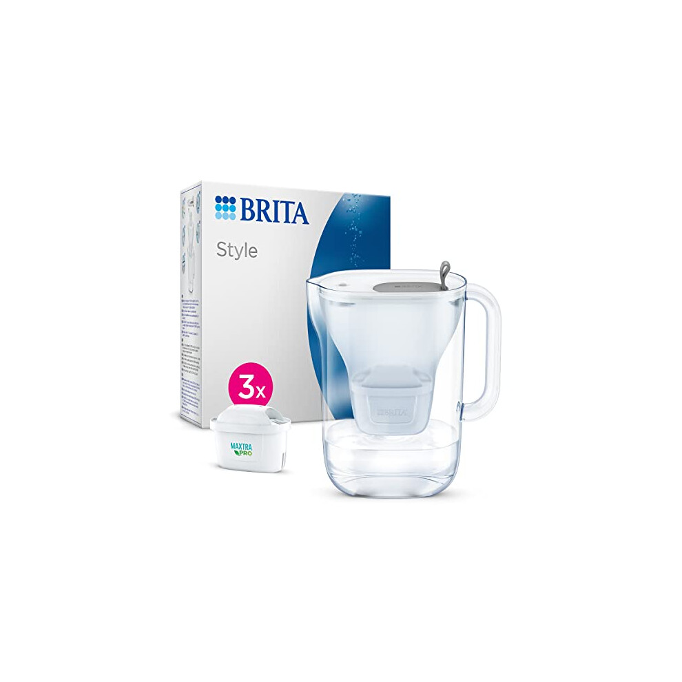 BRITA Style Water Filter Jug Blue (2.4L) Starter Pack incl. 3x MAXTRA PRO All-in-1 cartridge - fridge-fitting design jug with smart LED-LTI