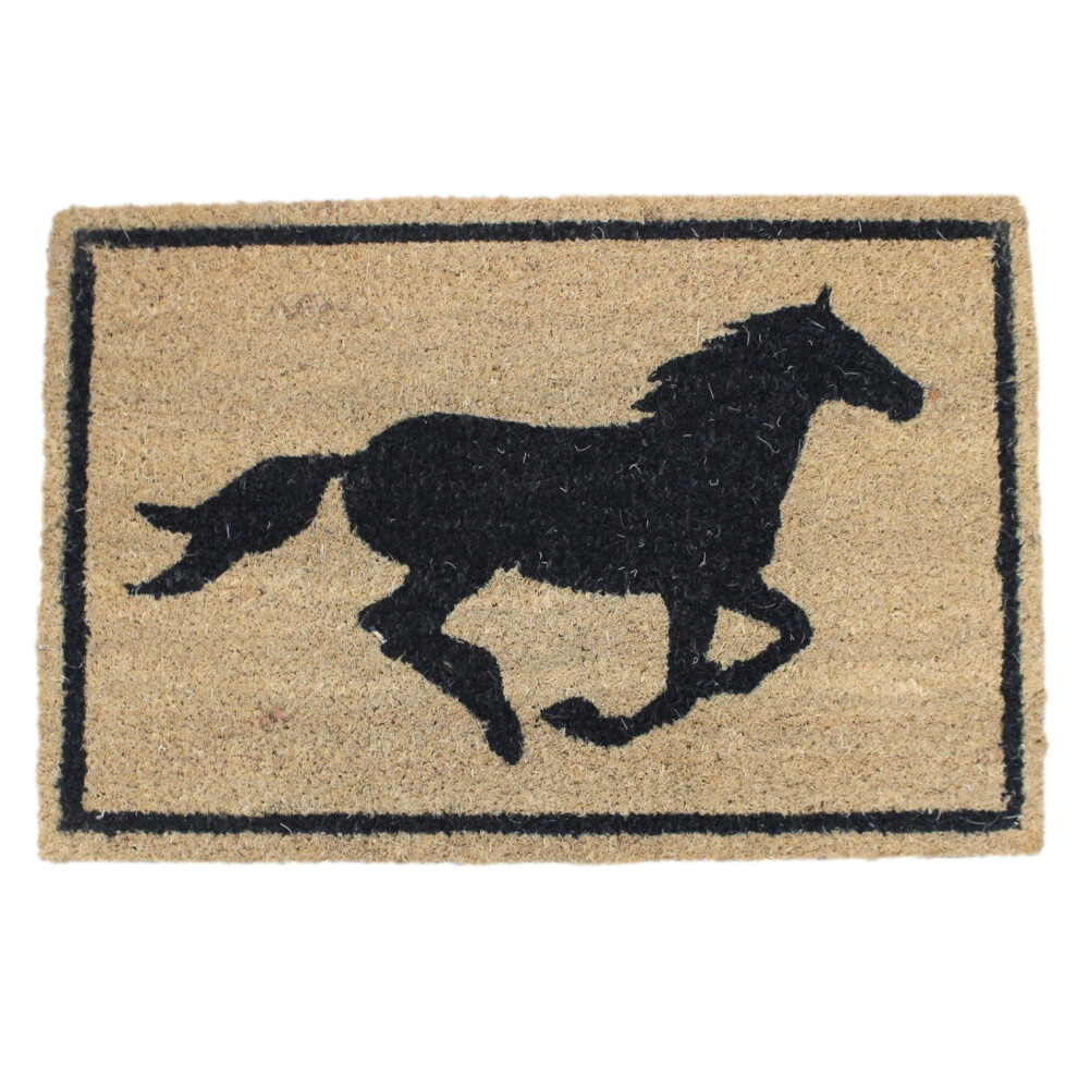 60x40cm Coir Door Mat Running Horse Entrance Mat Rug Anti-Slip Dirt Scraper