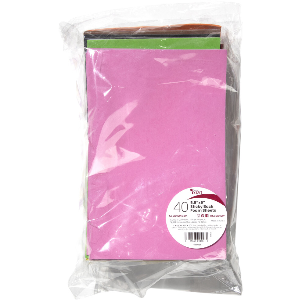 CousinDIY Sticky Back Foam Sheets Value Pack 6"X9" 40/Pkg-Assorted 40000556