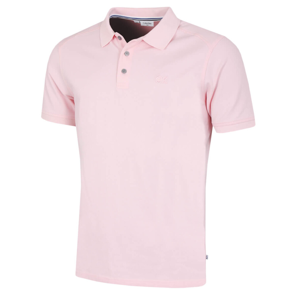 (M, Baby Pink) Calvin Klein Mens North Coast Moisture Wicking Polo Shirt