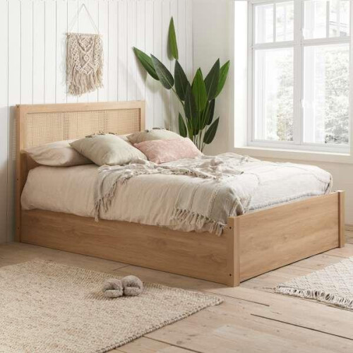 Birlea King Size Rattan Ottoman Bed Frame Birlea Croxley Oak 5FT 150cm Storage Bedstead 1
