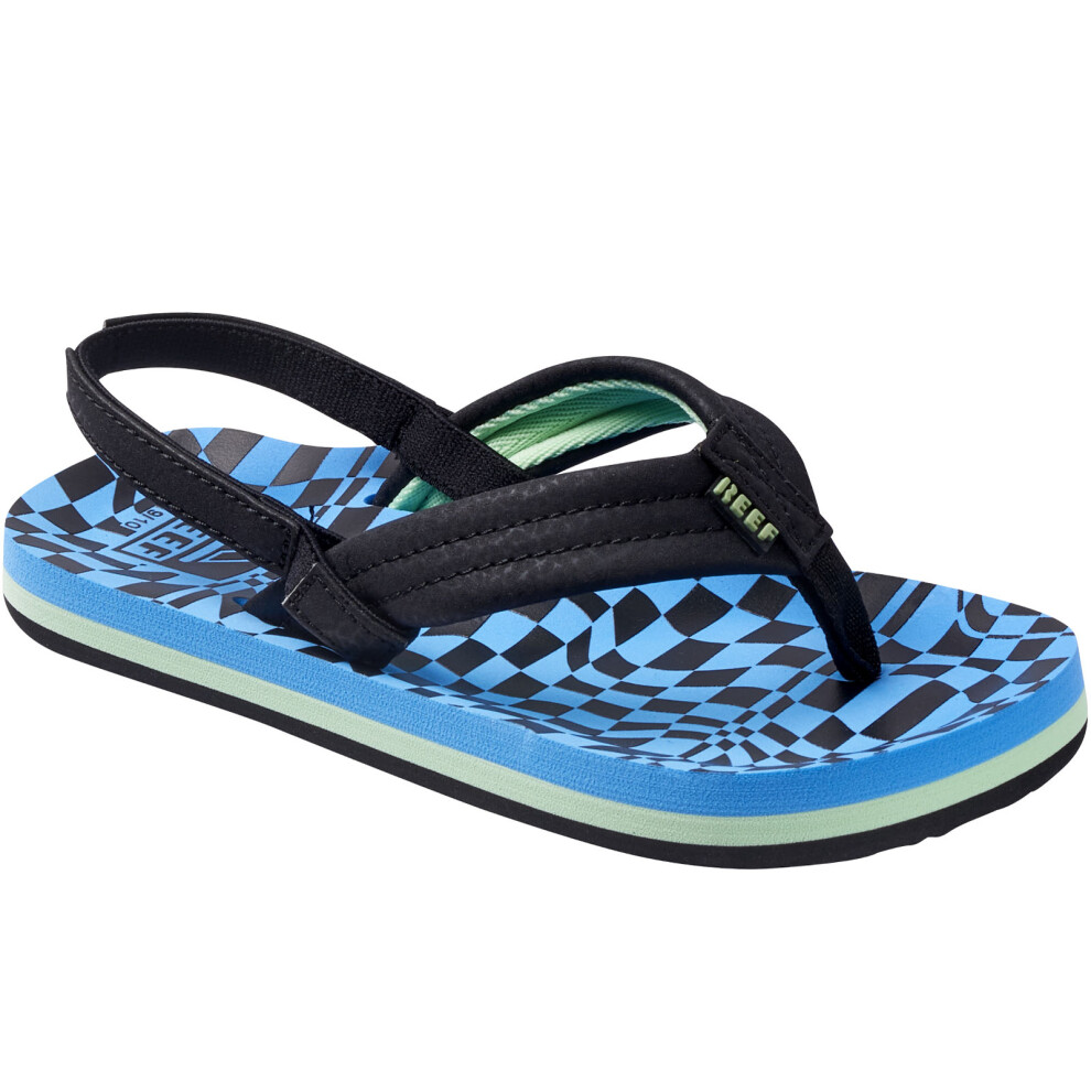 (7K UK, Swell Checkers) Reef Children Kids Little Ahi Summer Beach Pool Sandals Thongs Flip Flops