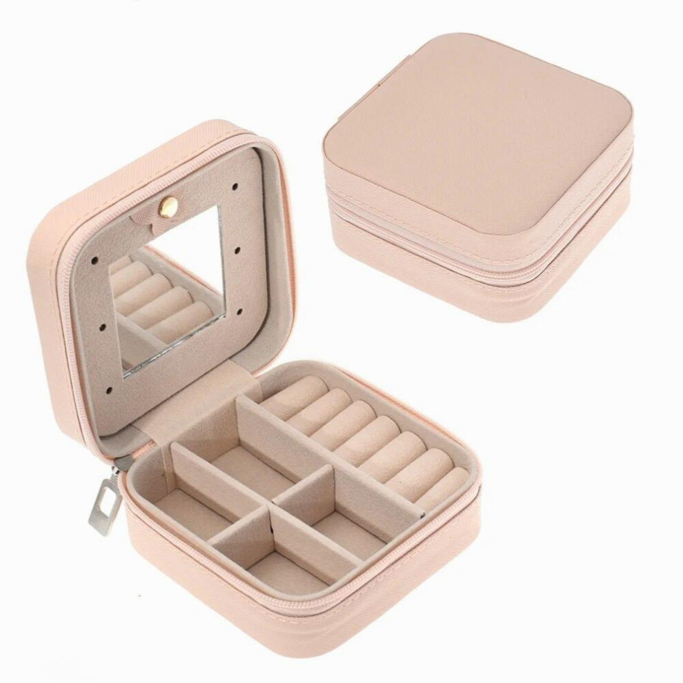 Portable Jewelry Box with Mirror Leather Storage Box Travel Jewelry Display Women Gift Case Earring Holder Jewelry Organizer-image-OPC-PBRS6HB-NEW
